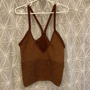 Anthropologie Brown Sparkly Crop Tank